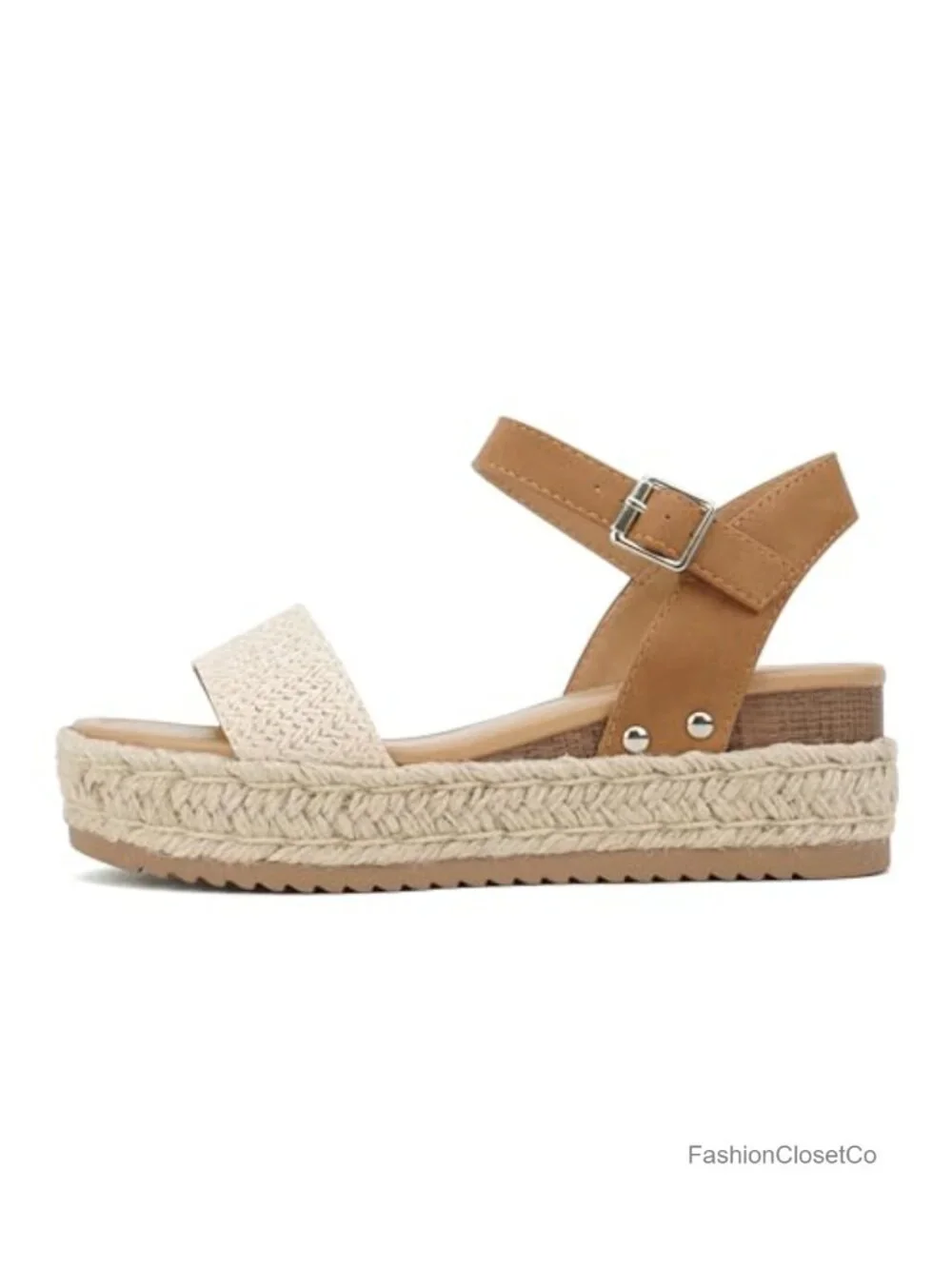 Open Toe Ankle Strap Platform Espadrille Sandal